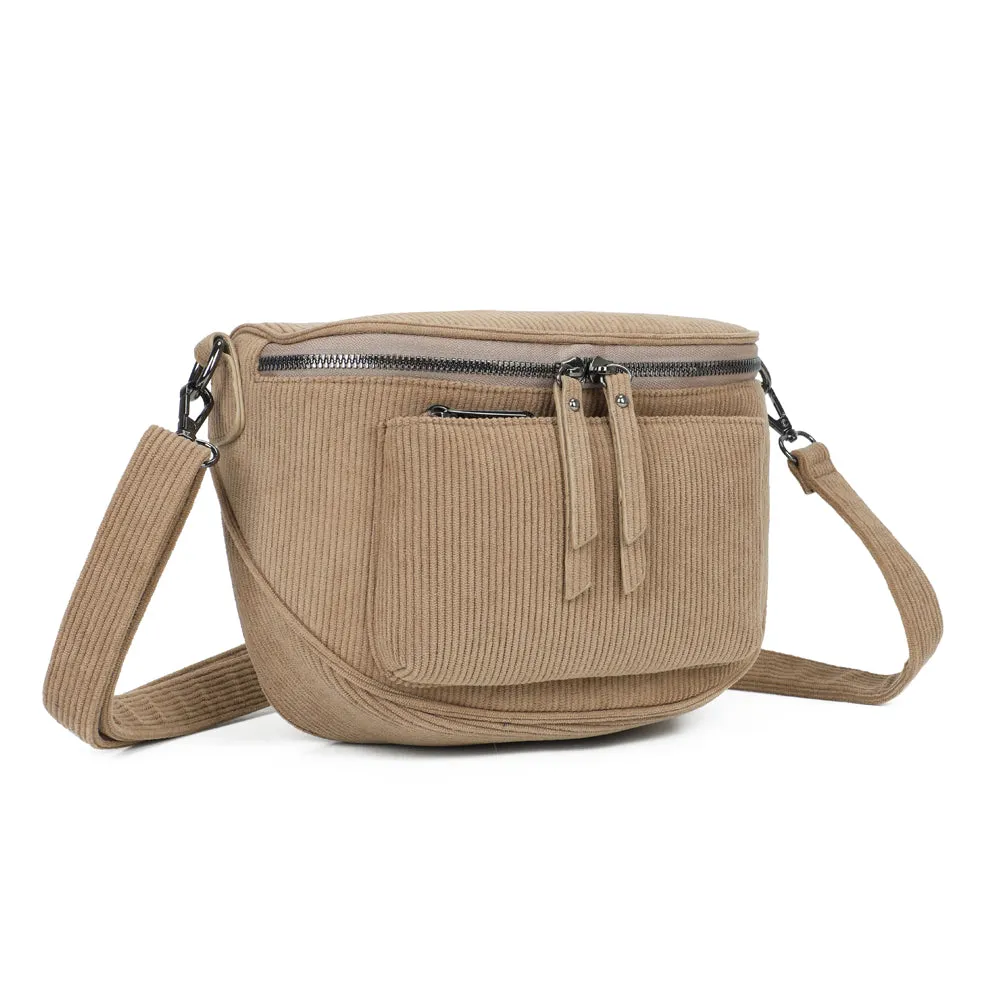 Gallantry Le Sacha sac banane taupe velours côtelé