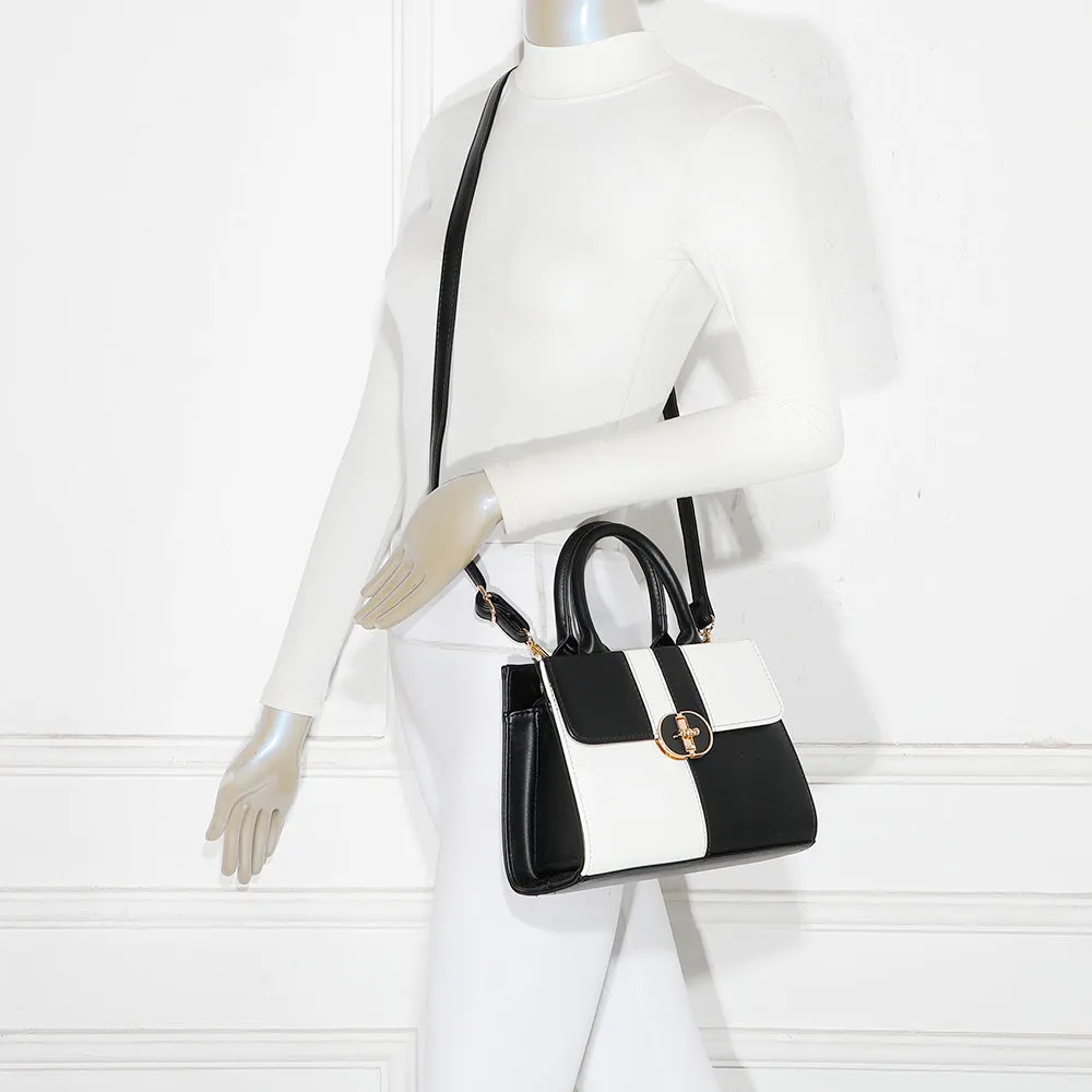 Gallantry Cléa Noir/Blanc sac à main bicolore fermoir doré