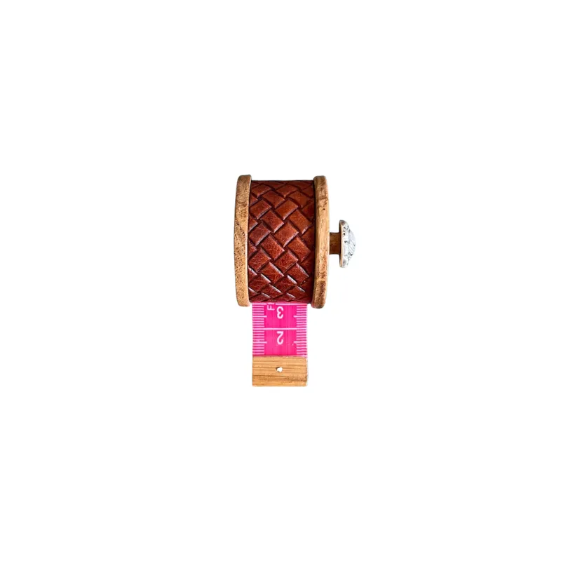 Hexagone Cuir Mètre Ruban cuir bois orange 4,5 cm
