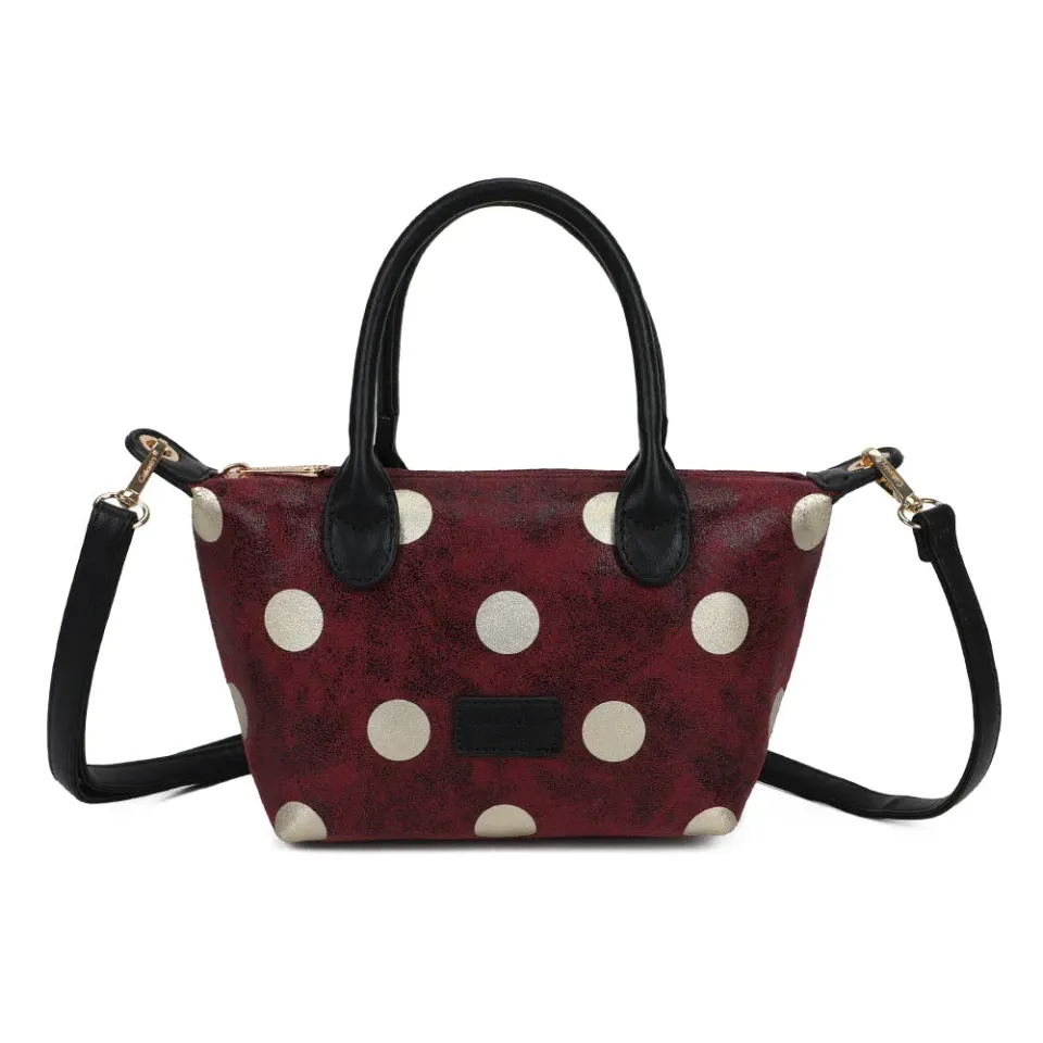 Gallantry Polka petit sac bordeaux pois métal