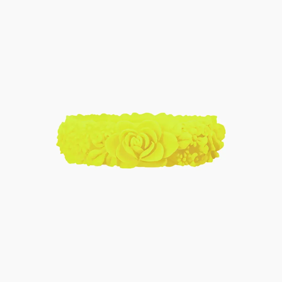 O bag O bracelet Flower Big bracelet silicone jaune fluo M
