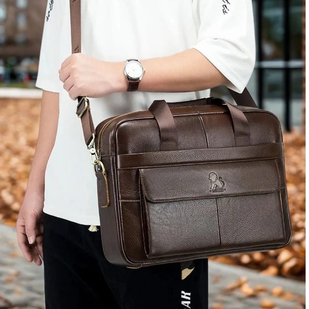Maison Sacoches Faren sacoche ordinateur cuir marron