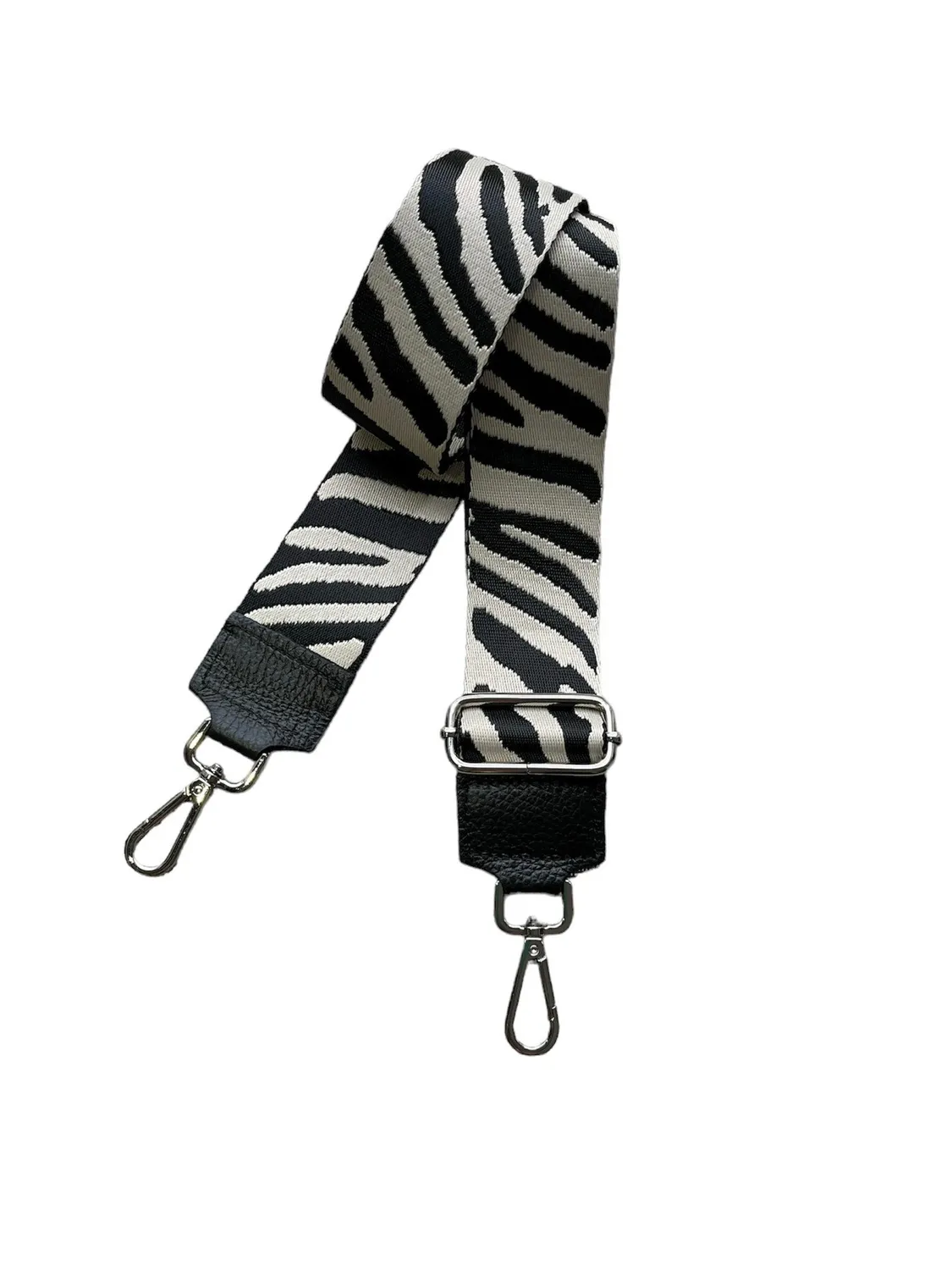 Hexagone Cuir Anse Zèbre anse sac noir blanc argenté